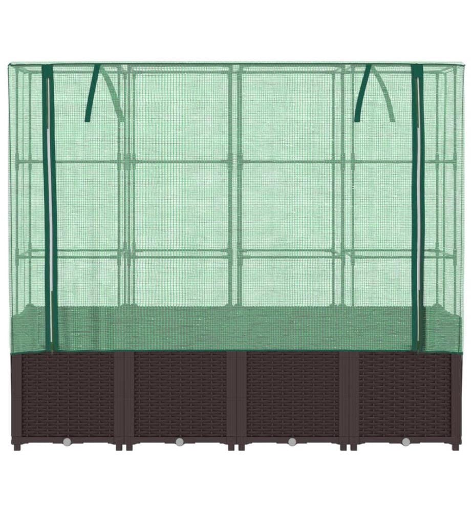 Hochbeet mit Gewächshaus-Aufsatz Rattan-Optik 160x40x153 cm