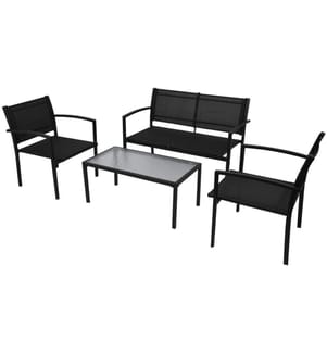 Salon de jardin 4 pcs Textilène Noir