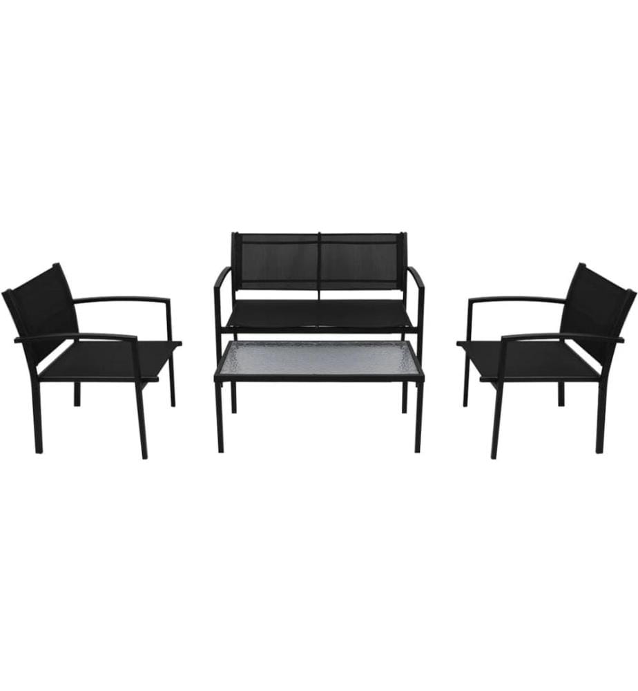 Salon de jardin 4 pcs Textilène Noir