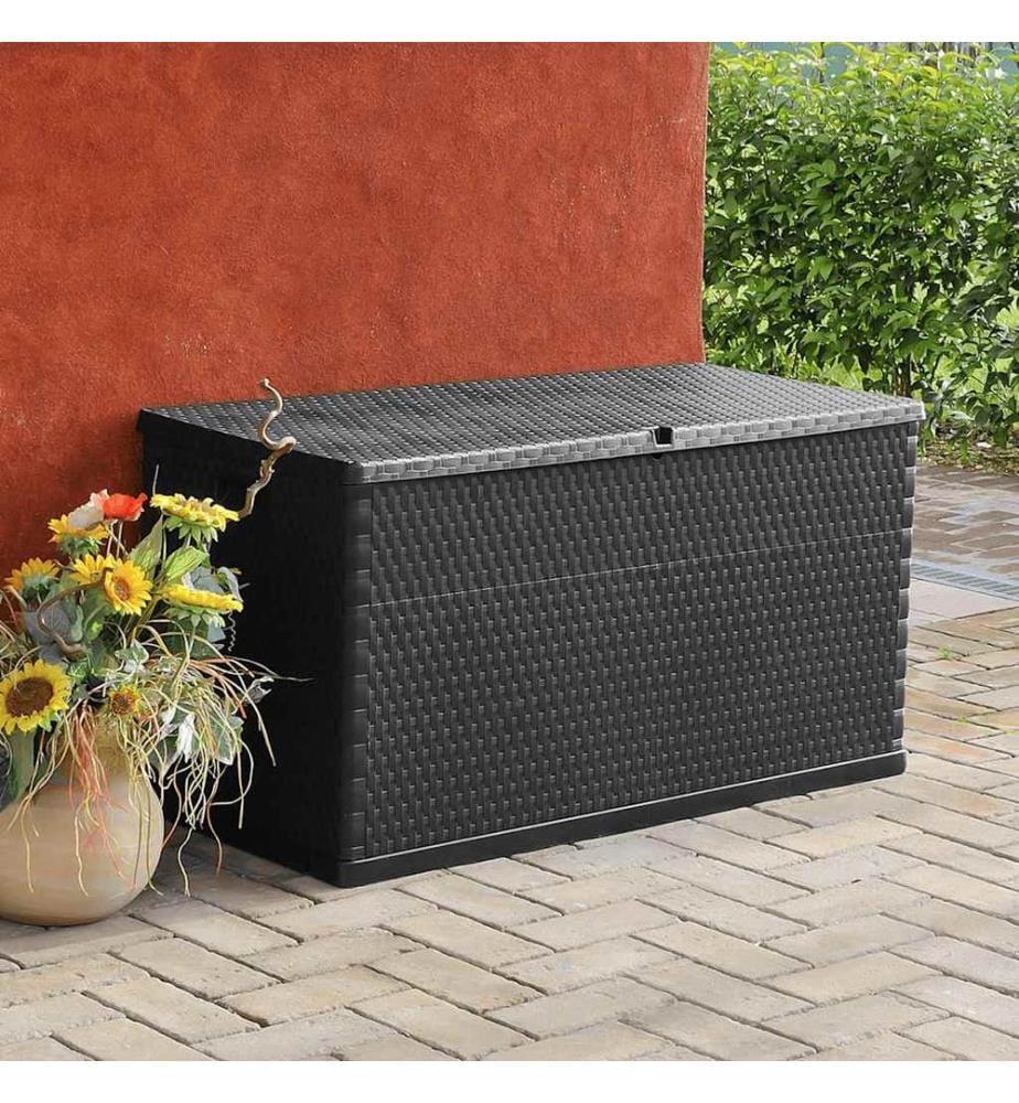 Boîte de stockage de jardin Anthracite 120x56x63 cm PP Rotin