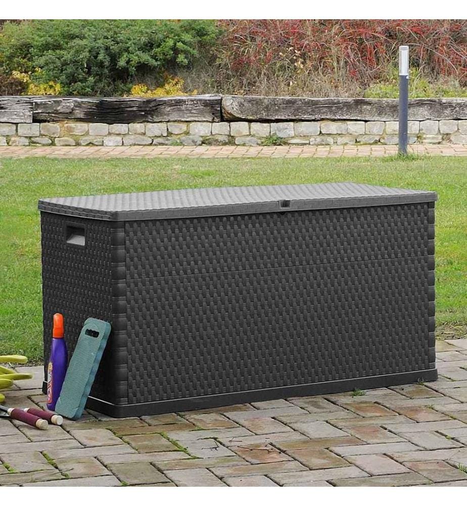 Boîte de stockage de jardin Anthracite 120x56x63 cm PP Rotin
