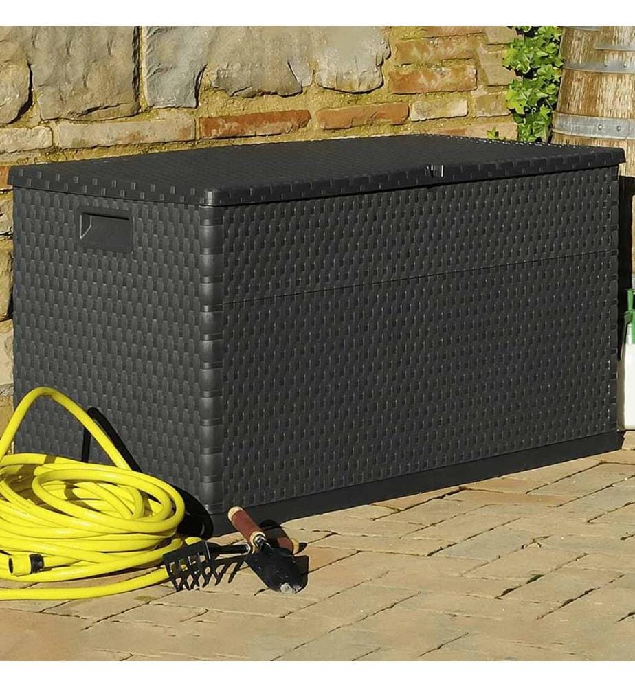 Boîte de stockage de jardin Anthracite 120x56x63 cm PP Rotin