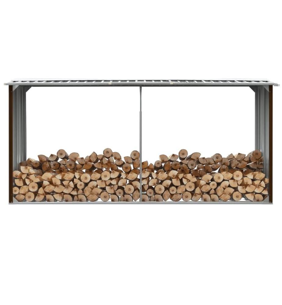 Abri de stockage de bois Acier galvanisé 330x92x153 cm Marron