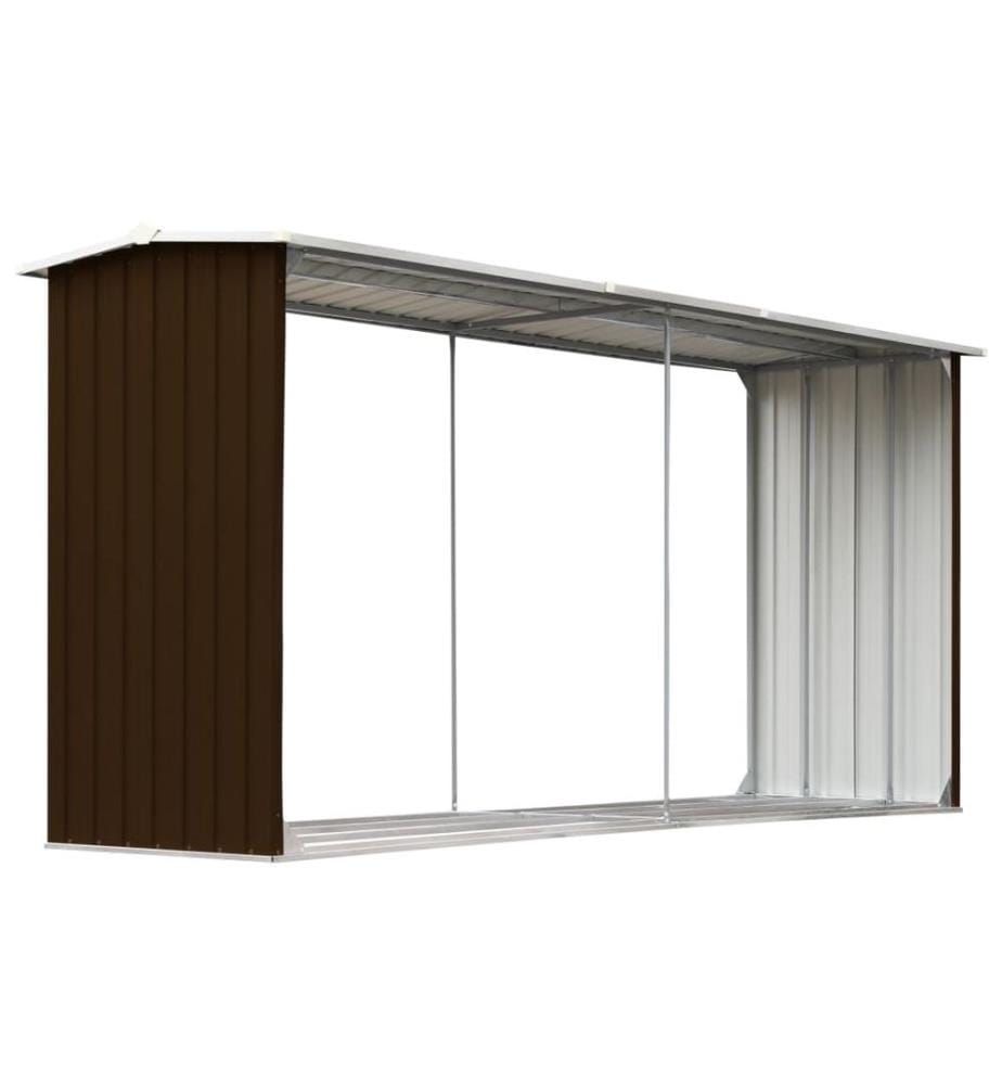 Abri de stockage de bois Acier galvanisé 330x92x153 cm Marron