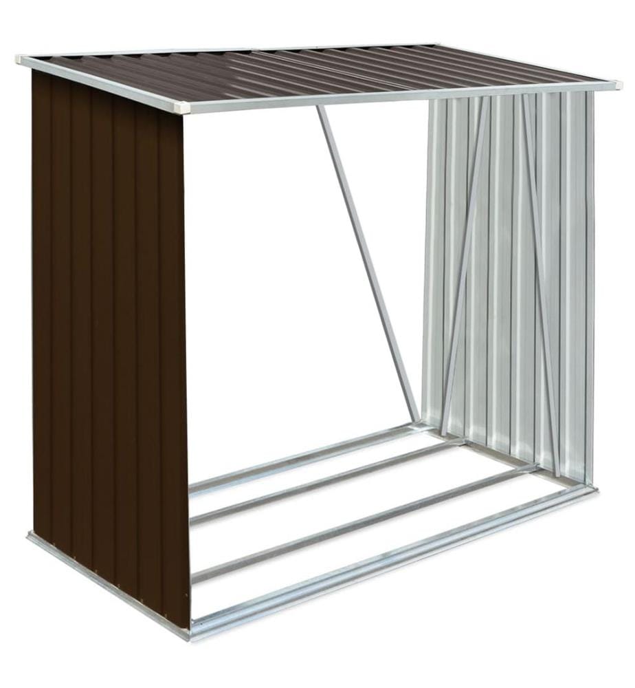 Abri de stockage de bois Acier galvanisé 163x83x154 cm Marron