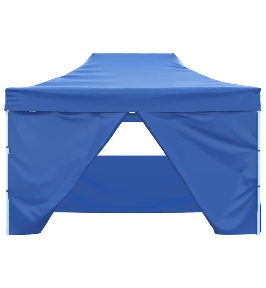 Tente de réception pliable avec 4 parois 3x4 m Acier Bleu