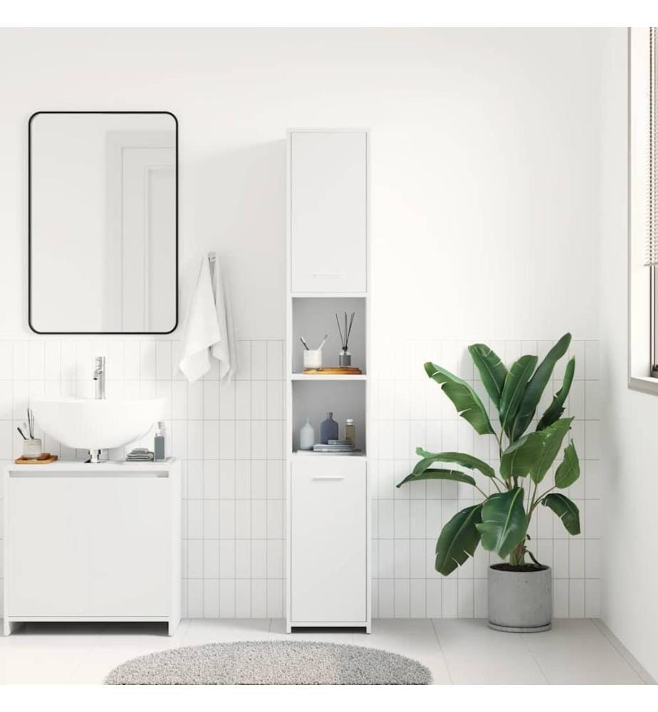 Badezimmerschrank Weiss 30x30x183,5 cm Holzwerkstoff