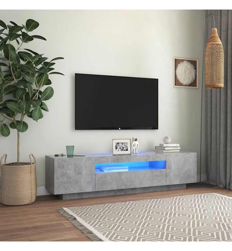 TV-Schrank mit LED-Beleuchtung Betongrau 160x35x40 cm