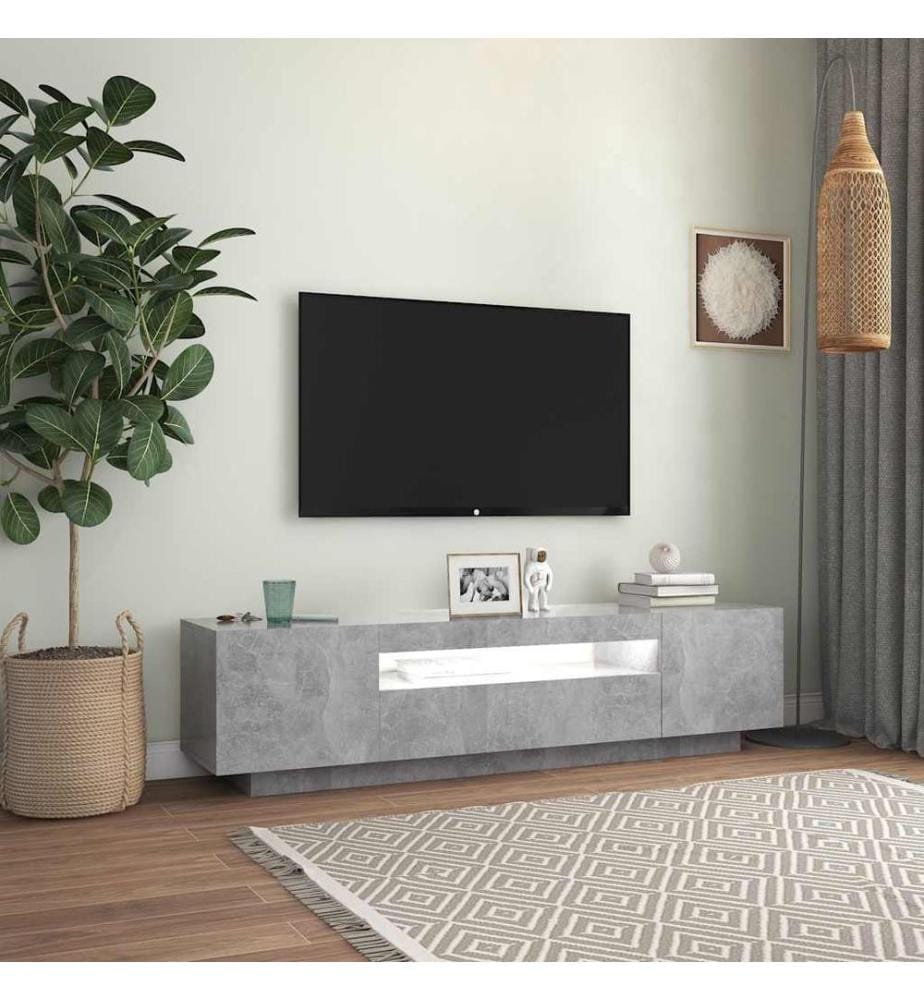 TV-Schrank mit LED-Beleuchtung Betongrau 160x35x40 cm
