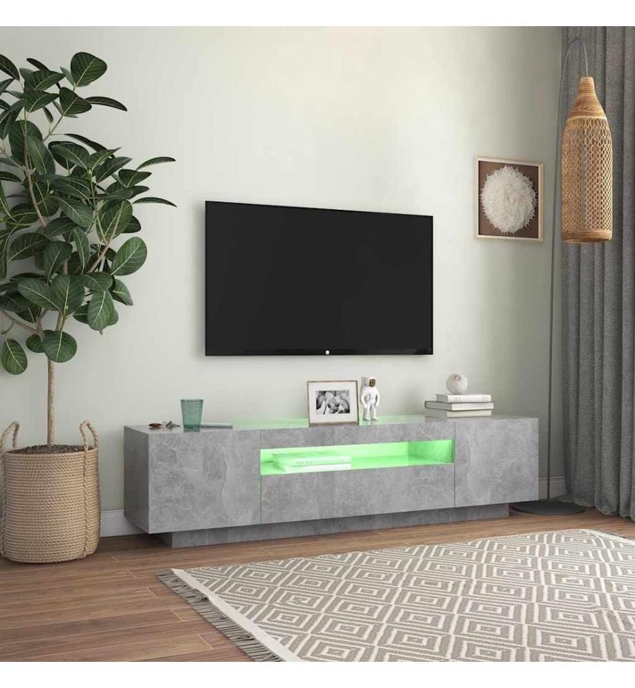 TV-Schrank mit LED-Beleuchtung Betongrau 160x35x40 cm