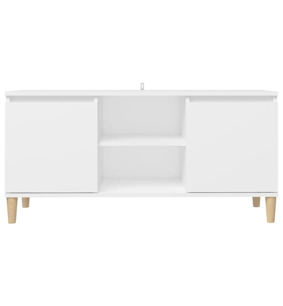 TV-Schrank mit Massivholz-Beinen Weiss 103,5x30x50 cm