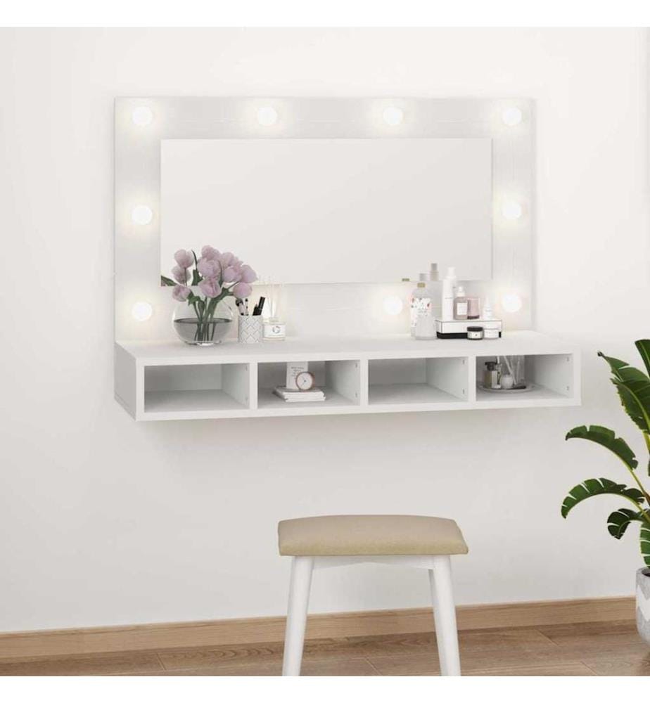Spiegelschrank mit LED Weiss 90x31,5x62 cm