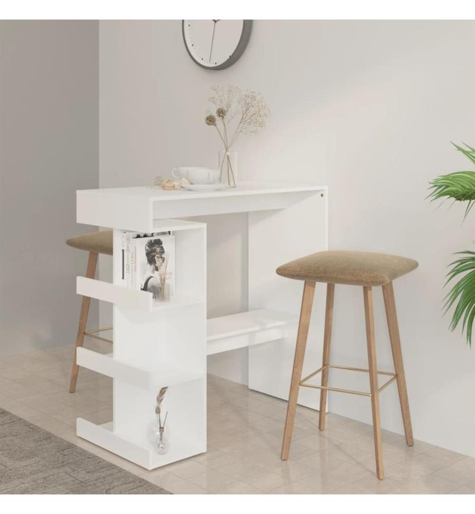 Bartisch mit Regal Weiss 100x50x101,5 cm Holzwerkstoff