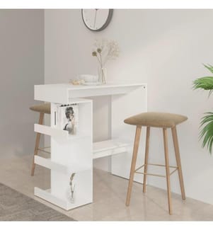 Bartisch mit Regal Weiss 100x50x101,5 cm Holzwerkstoff