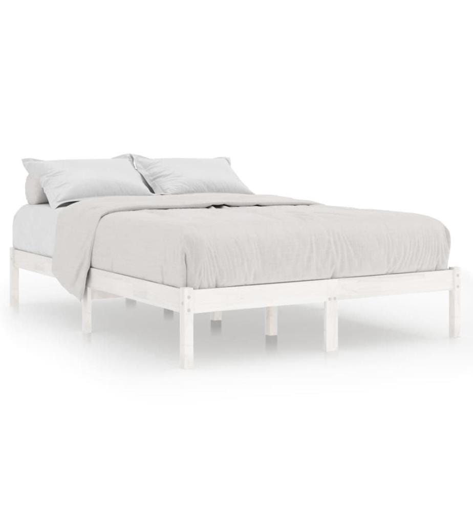 Cadre de lit sans matelas blanc bois massif 140x200 cm