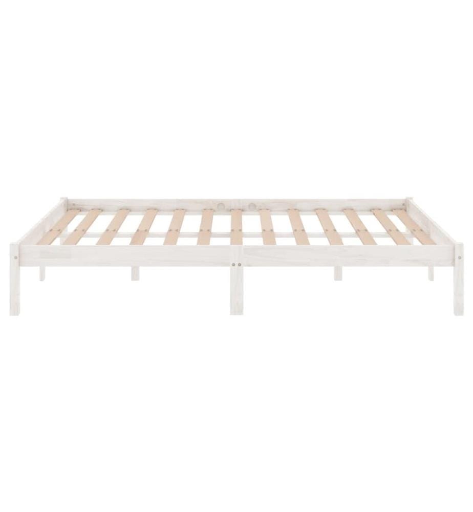 Cadre de lit sans matelas blanc bois massif 140x200 cm