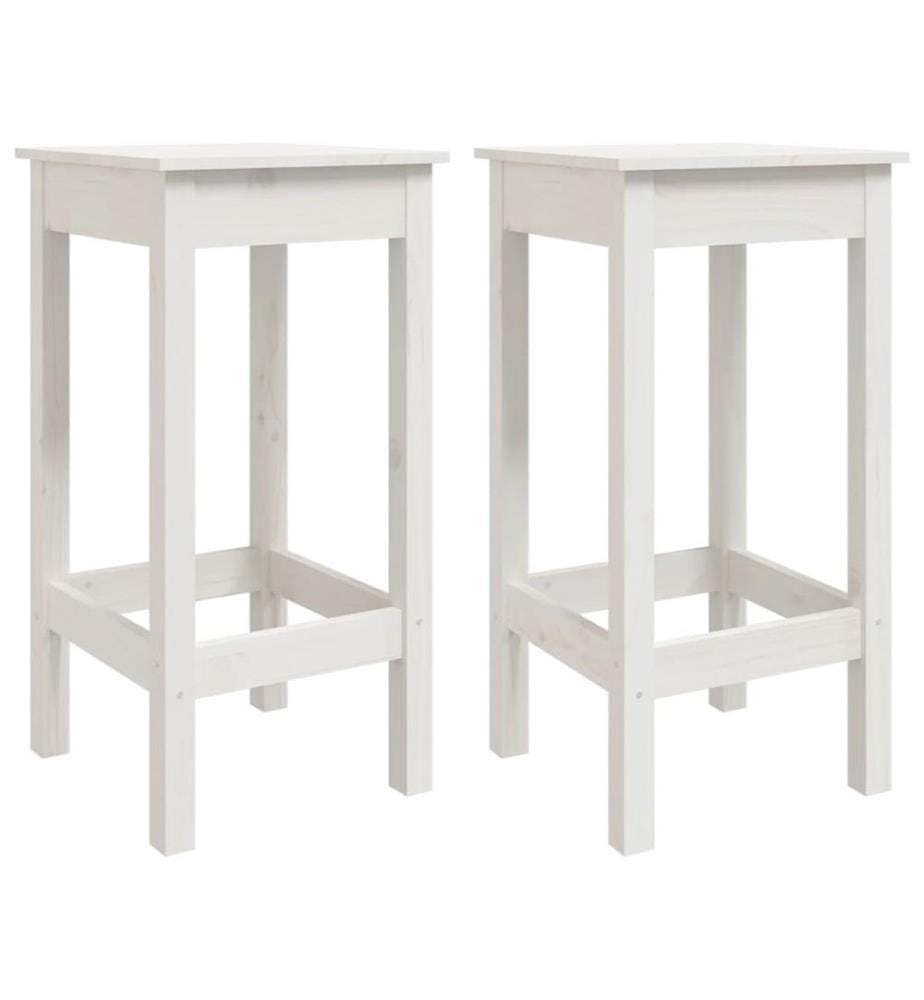 Barstühle 2 Stk. Weiss 40x40x78 cm Massivholz Kiefer