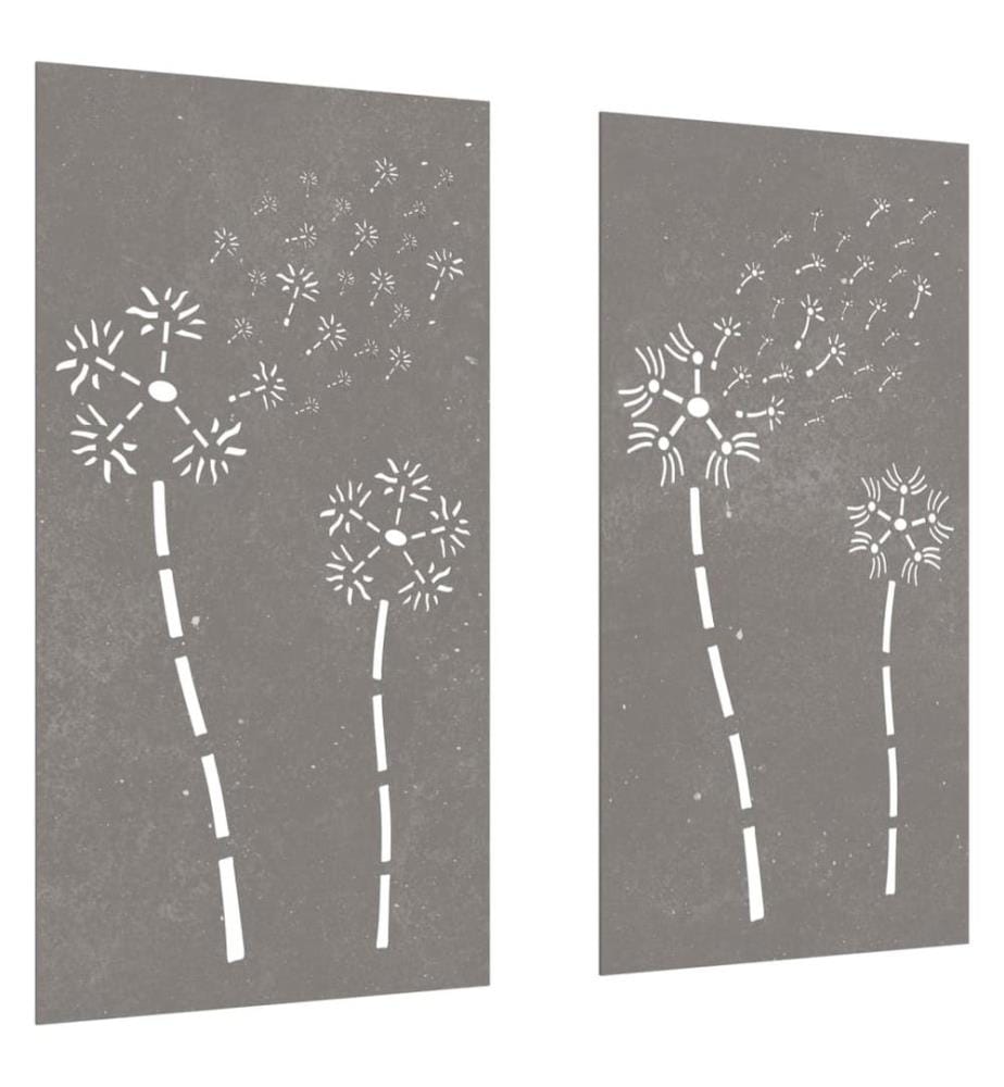 2-tlg. Garten-Wanddeko 105x55 cm Cortenstahl Blumen-Design
