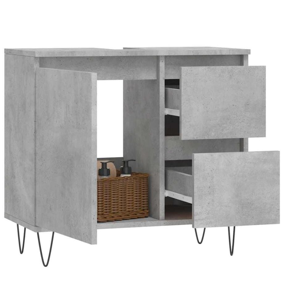 Badschrank Betongrau 65x33x60 cm Holzwerkstoff