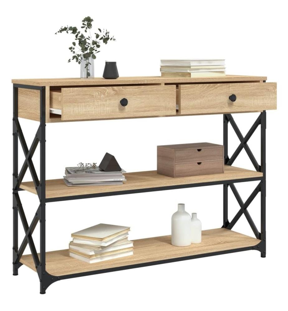 Table console chêne sonoma 100x28x75 cm bois d'ingénierie