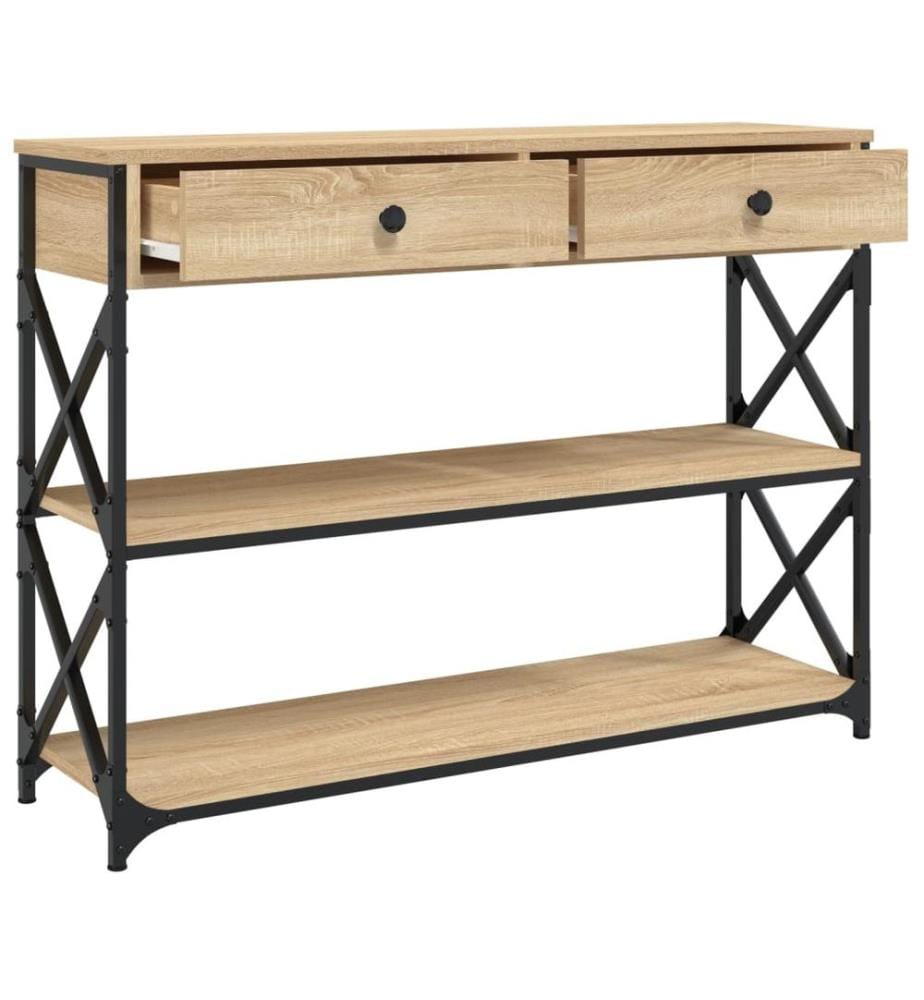 Table console chêne sonoma 100x28x75 cm bois d'ingénierie
