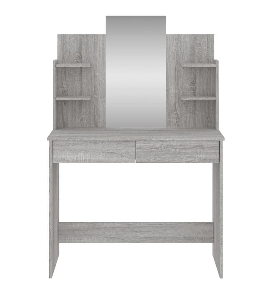Schminktisch mit Spiegel Grau Sonoma 96x39x142 cm