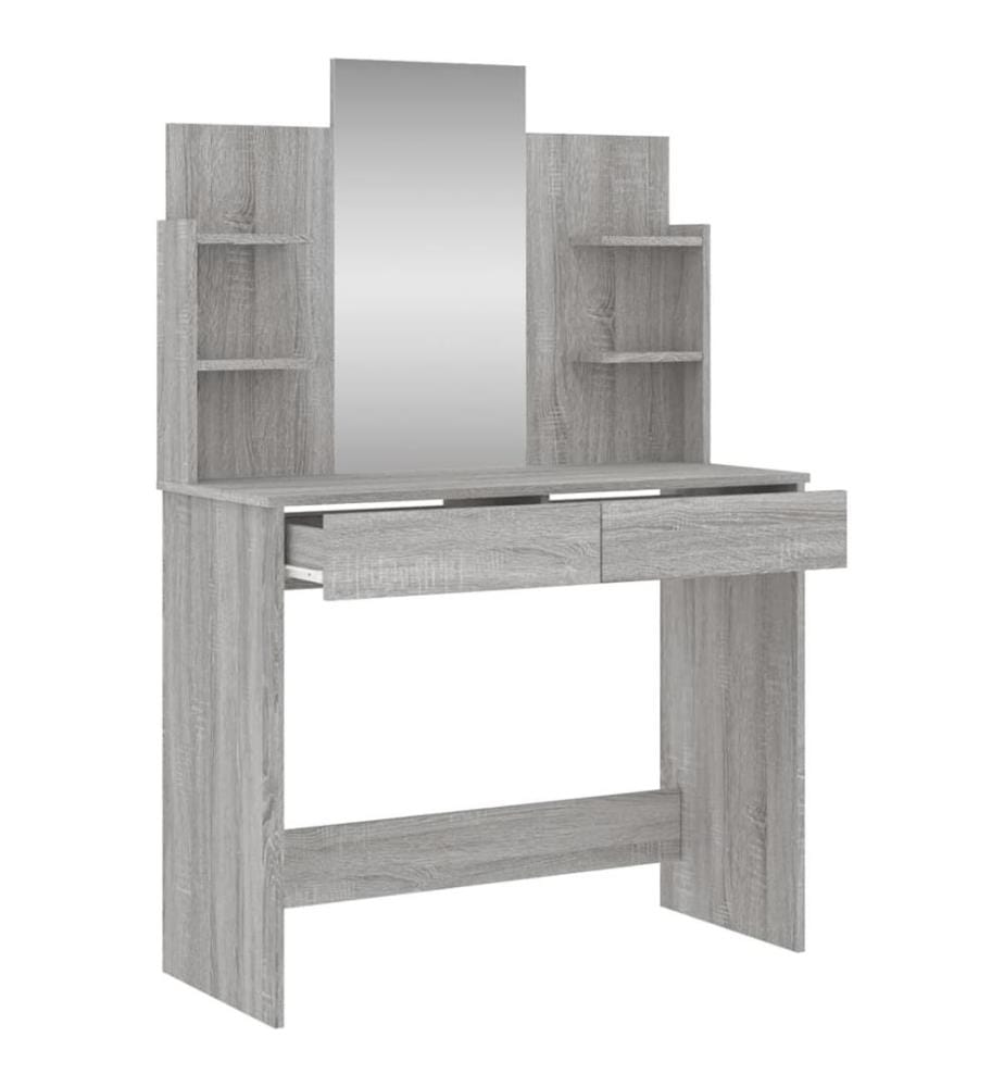 Schminktisch mit Spiegel Grau Sonoma 96x39x142 cm
