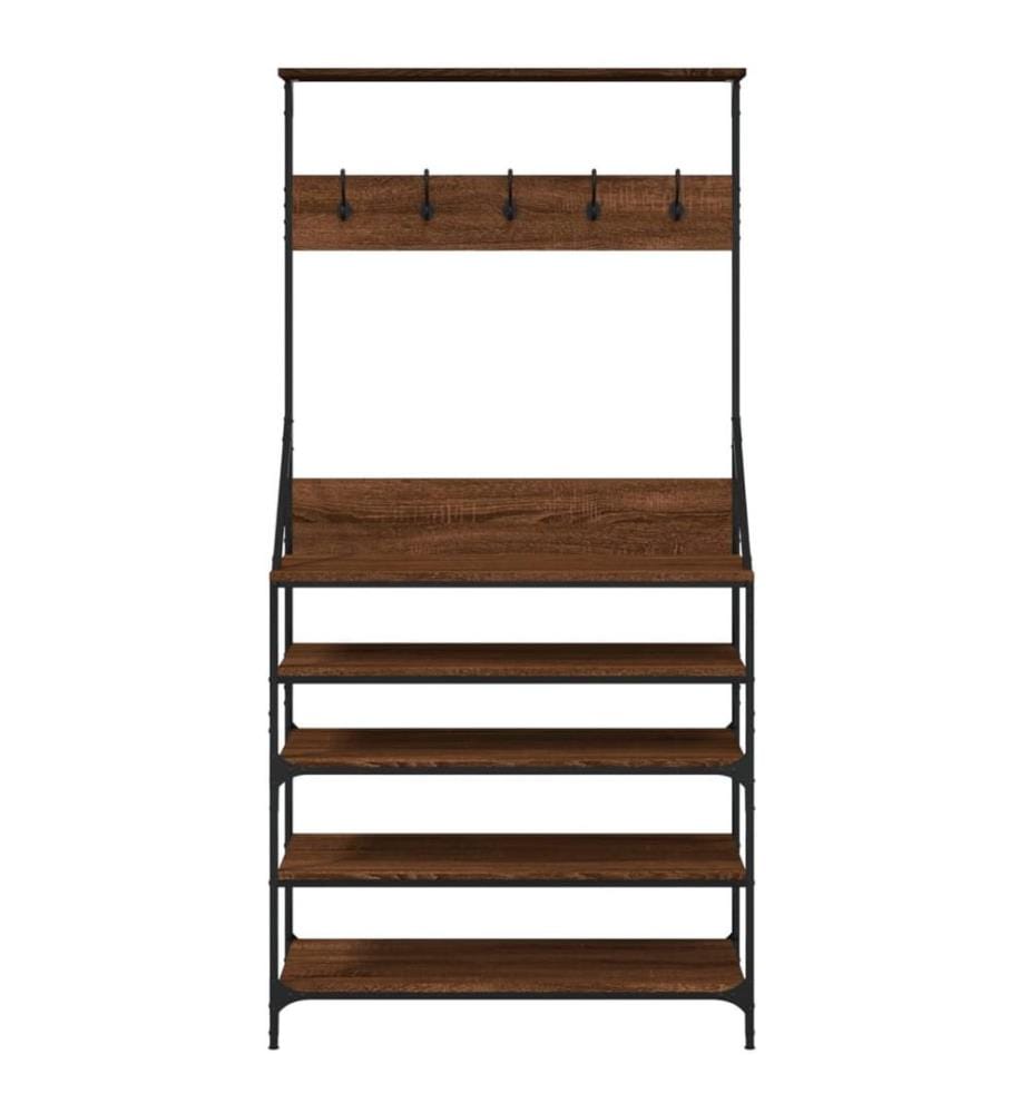Kleiderständer mit Schuhablage Braun Eiche-Optik 90x34x184 cm
