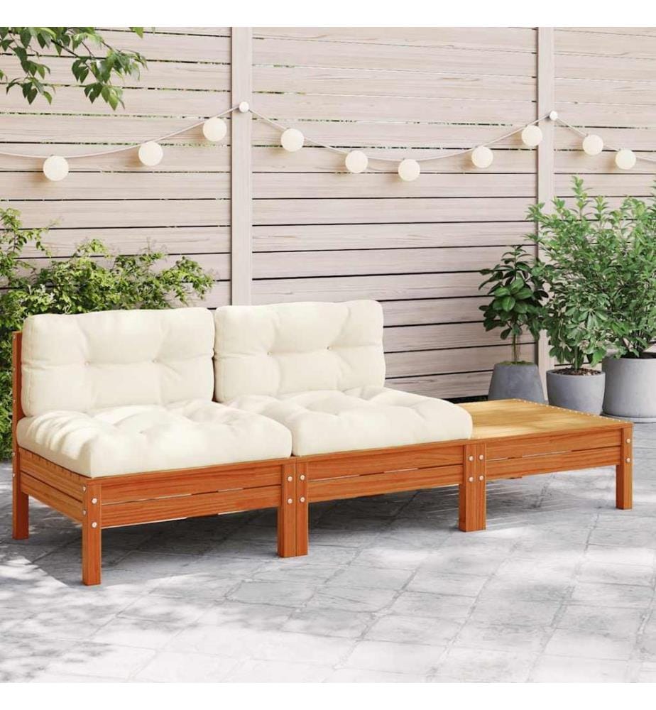Gartensofa mit Kissen und Hocker 2-Sitzer