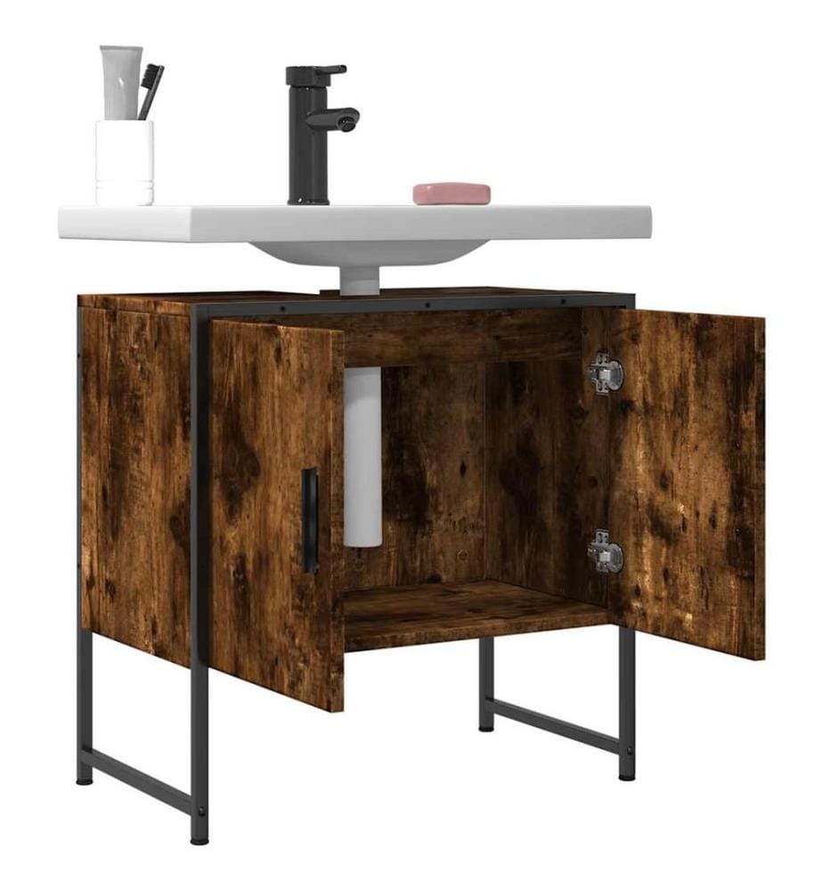 Waschbeckenunterschrank Räuchereiche 60x33x60 cm Holzwerkstoff