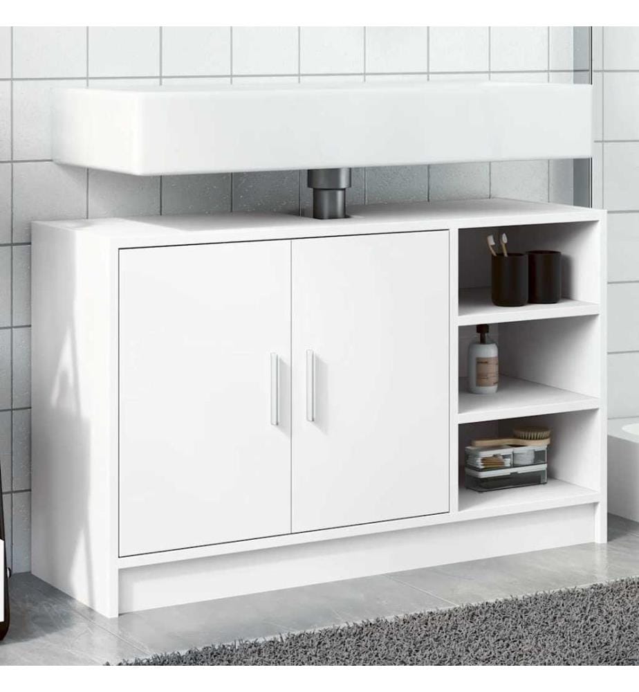 Waschbeckenunterschrank Weiss 90x29x55 cm Holzwerkstoff