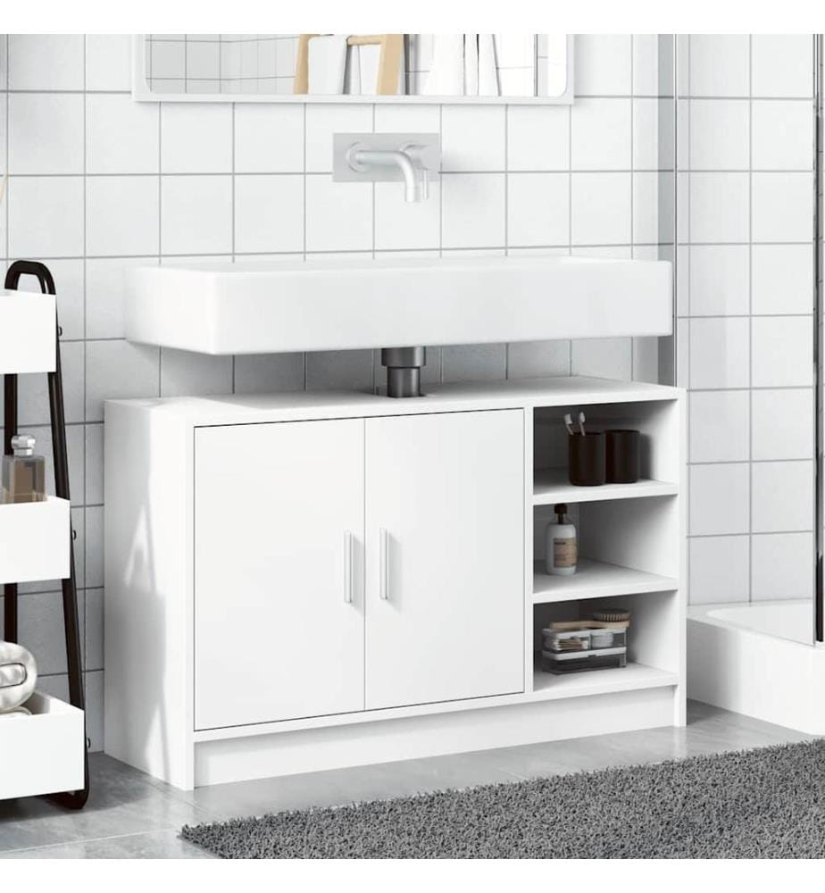Waschbeckenunterschrank Weiss 90x29x55 cm Holzwerkstoff