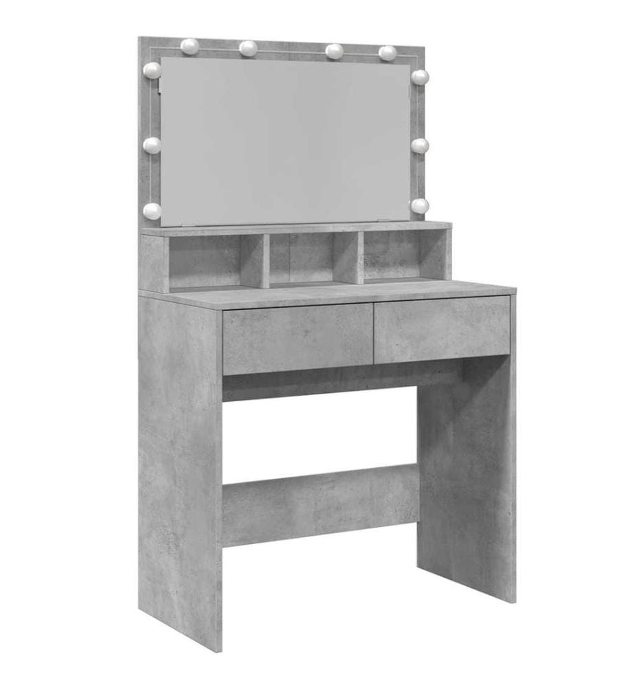 Schminktisch mit LED-Beleuchtung Betongrau 80x41x134,5 cm
