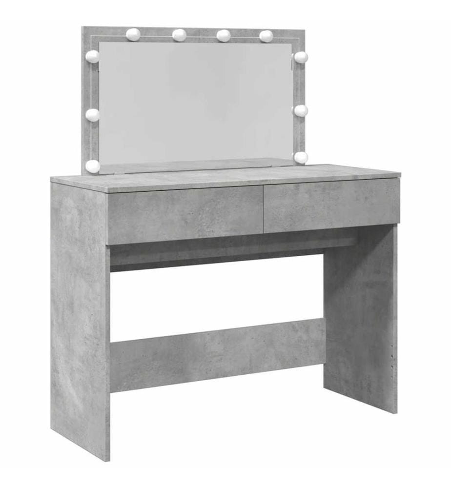 Schminktisch mit LED-Beleuchtung Betongrau 100x40x120 cm