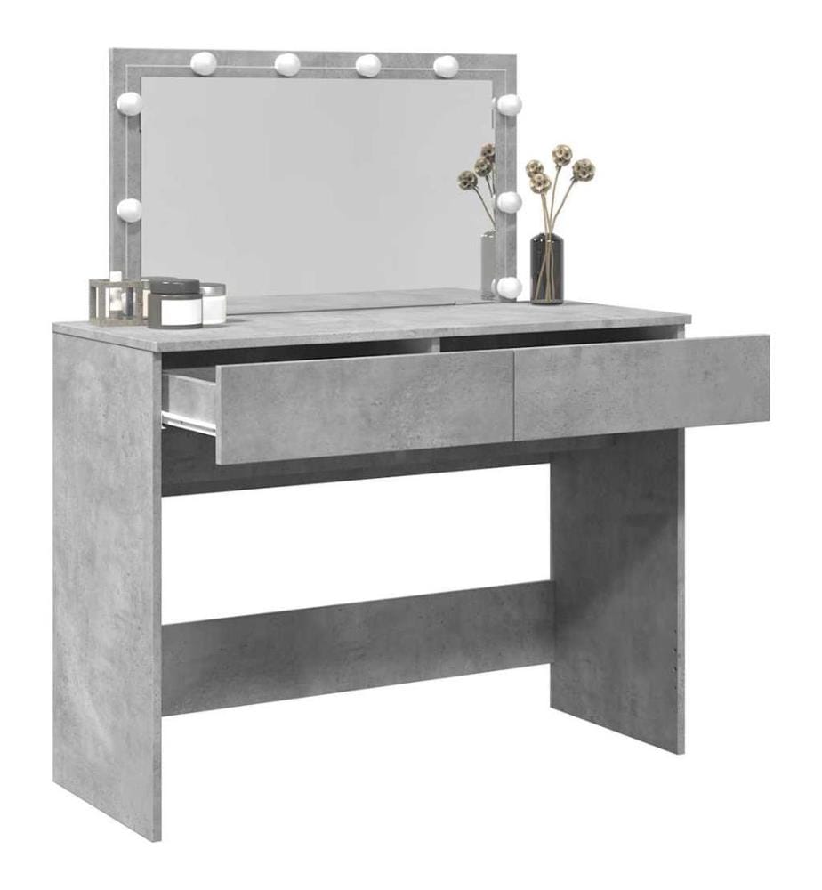 Schminktisch mit LED-Beleuchtung Betongrau 100x40x120 cm