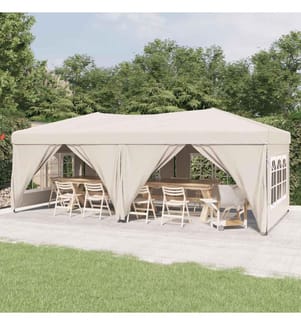 Tente de réception pliable avec parois Crème 3x6 m