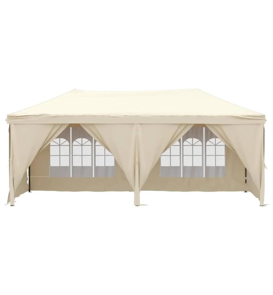 Tente de réception pliable avec parois Crème 3x6 m