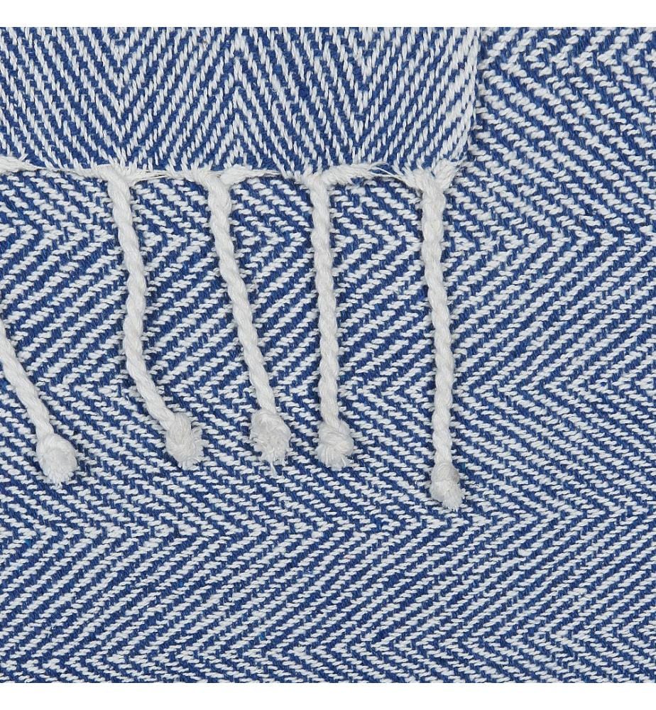 Kuscheldecke Blau Baumwolle 130 x 160 cm Klassisch Mit Fransen Handgewebt Schlafzimmer