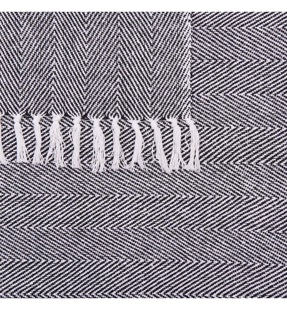 Kuscheldecke Schwarz Baumwolle 130 x 160 cm Klassisch Mit Fransen Handgewebt Schlafzimmer