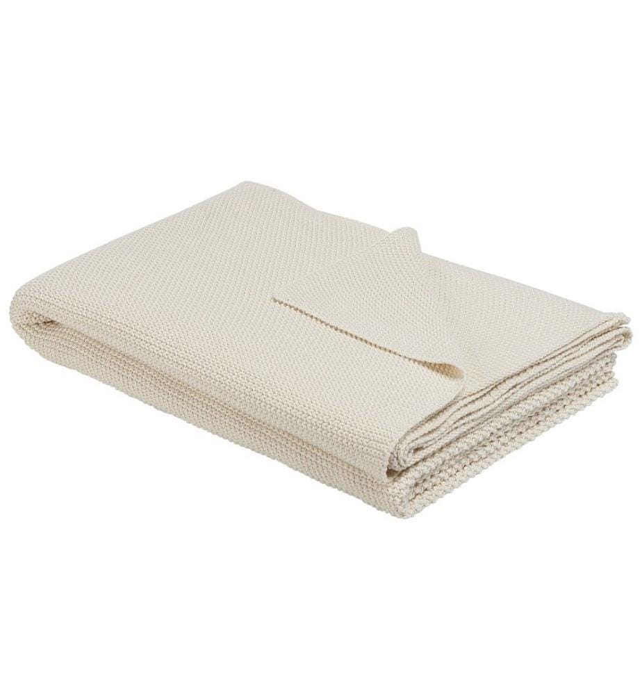 Kuscheldecke Beige Baumwolle 130 x 180 cm Klassisch Mit Fransen Handgewebt Schlafzimmer