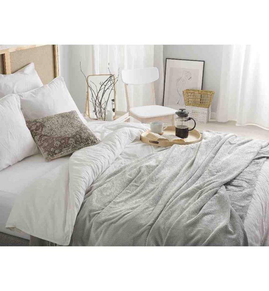 Decke hellgrau Polyester 150x200 cm kuschelig
