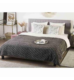 Couvre-Lit Gris Chaud 200 x 220 cm pour l'Hiver et Tout Doux Parfait pour Décorer un Lit de Grande Taille