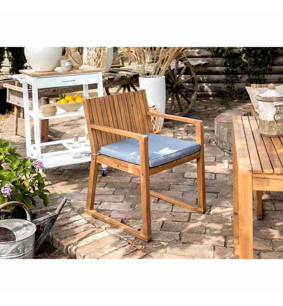 Sitzkissen Set für Stuhl Blau Polsterbezug 8 Stück Garten Gartenmöbel Gartenstuhl