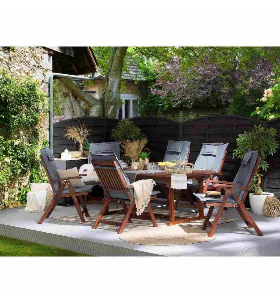Lot de 6 Coussins d'Assise Confortables pour Chaise de Jardin en Tissu Hydrofuge et Anti UV Bleu