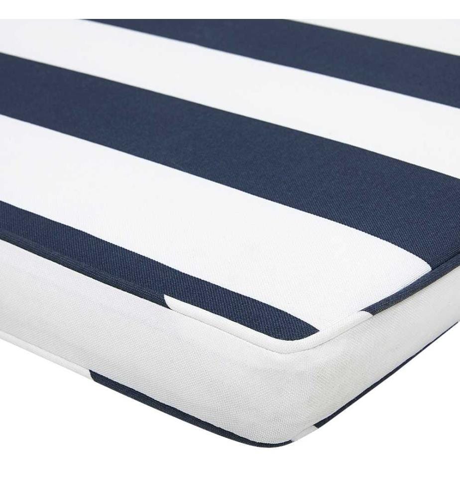 Coussin d'Assise pour Banc de Jardin en Tissu Hydrofuge Anti-UV et Anti-Taches à Rayures Bleues Idéal pour Extérieur Moderne et Classique