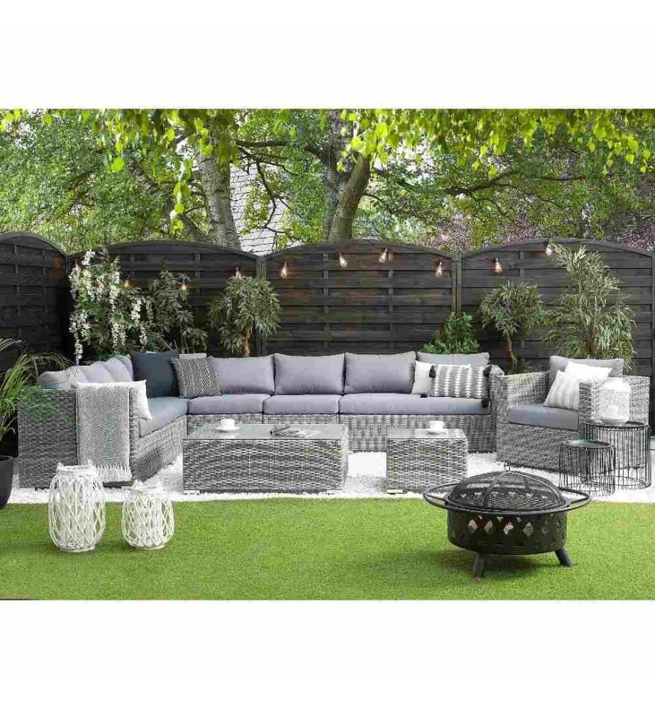 Kissenbezüge Set für XXL Gartenmöbel Set Grau Polyester Waschbar Outdoor