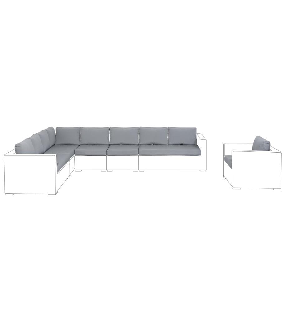 Kissenbezüge Set für XXL Gartenmöbel Set Grau Polyester Waschbar Outdoor