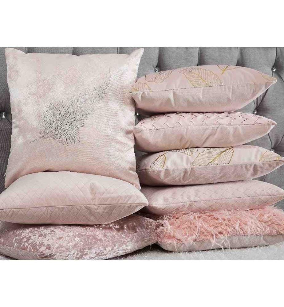 Dekokissen Rosa Samt 2er Set 45 x 45 cm Rautenmuster Weiche Struktur Wohnzimmer Salon Schlafzimmer