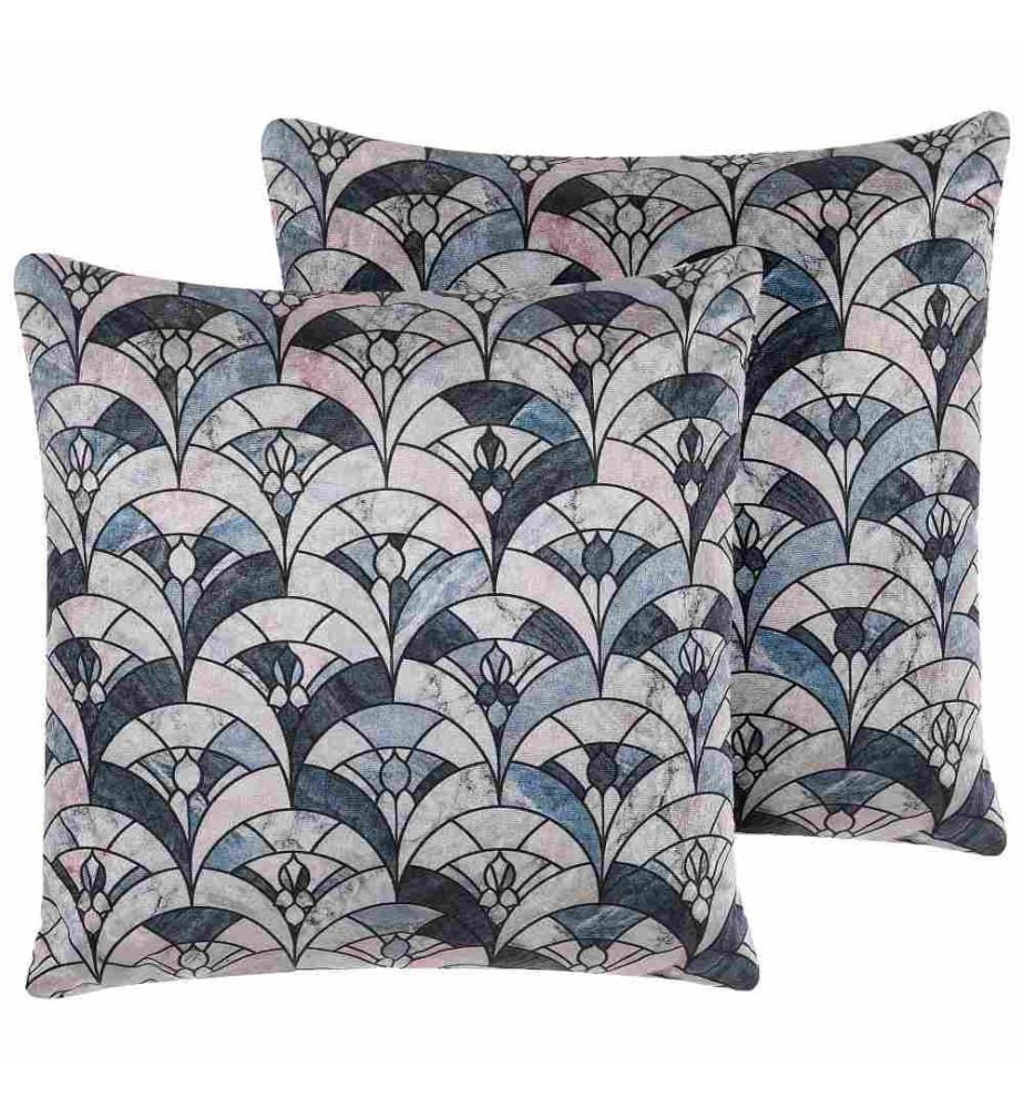 Dekokissen 2er Set Bunt Baumwolle/Polsterbezug 45 x 45 cm Wohnzimmer Salon Schlafzimmer