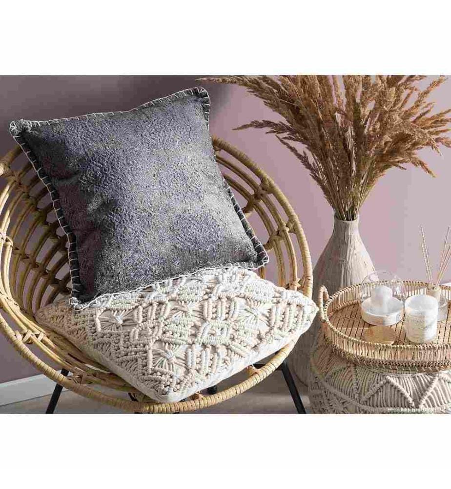 Dekokissen 2er Set Grau Baumwolle/Viskoze 45 x 45 cm Elegante Optik Wohnzimmer Salon Schlafzimmer
